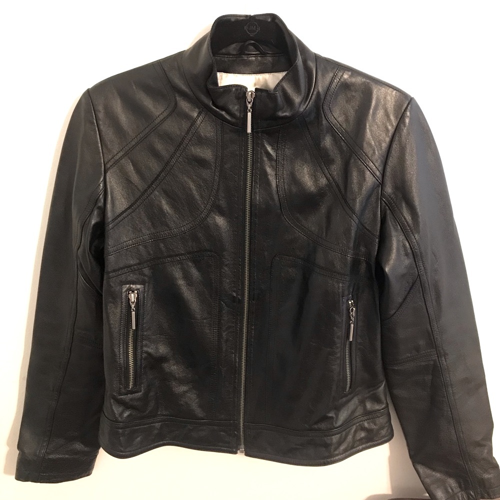 100% Real Leather Maxima Jacket Black Size M